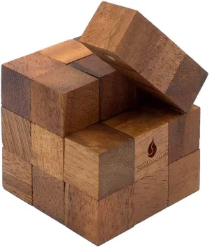 Snake Cube Puzzle: Wooden 3D Brainteaser Puzzle for Adults STEM Skill Builder Interlocking Game. Educational Problem-Solving Game for Adults Wood Handmade Desk Accent for Office