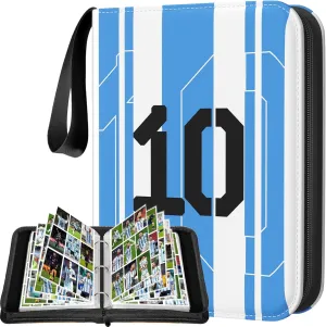 Soccer Card Binder 9 Pocket Gifts for Boys Girls, Waterproof 900 Pockets Card Holder Album with 50 Removable Sleeves for Trading Card - Binder Display Storage Carrying Case for Soccer Cards
