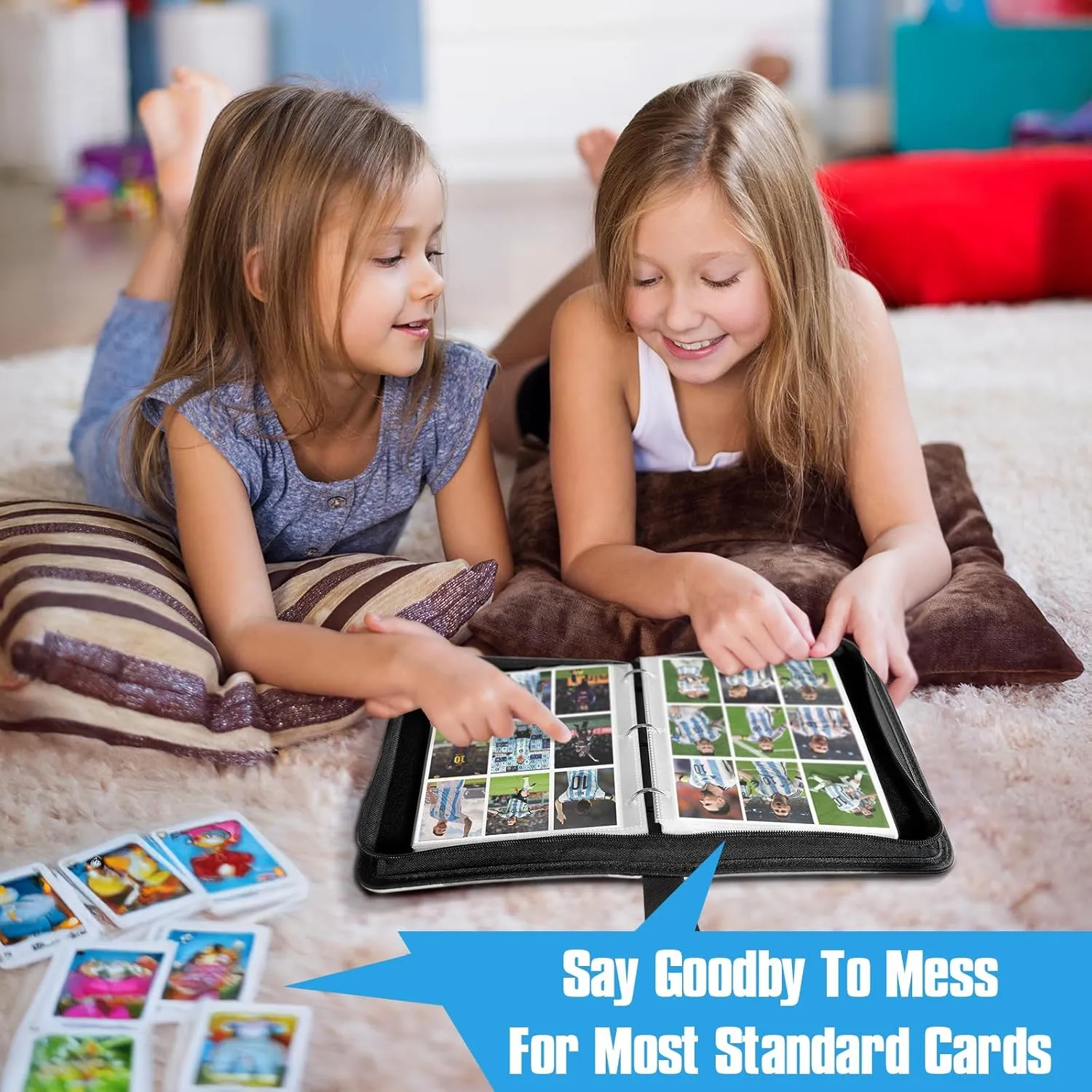 Soccer Card Binder 9 Pocket Gifts for Boys Girls, Waterproof 900 Pockets Card Holder Album with 50 Removable Sleeves for Trading Card - Binder Display Storage Carrying Case for Soccer Cards