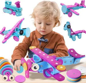 Soft Felt Building Toys for Toddlers,DIY Educational Learning Stackable Felt Toy Set - Flexible for Hours of Creative STEM Toys 37 PCS, Stacking Toys for Toddlers 1-3,Perfect for Easter Gifts
