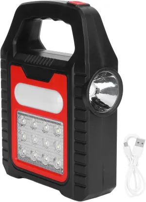 Solar Flashlight Handheld USB Rechargeable Outdoor Work Light Searchlight Lantern for Camping Emergencies