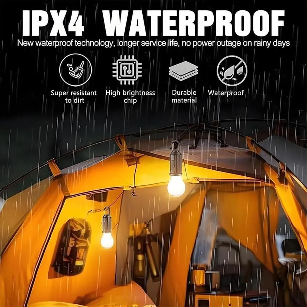 Solar Rechargeable Hooked Camping Light, Portable Solar Tent Lights for Camping, USB Rechargeable LED Lights Ipx4 Waterproof, Camping Light with Foldable Anti Falling Hook(2pcs,Spherical)