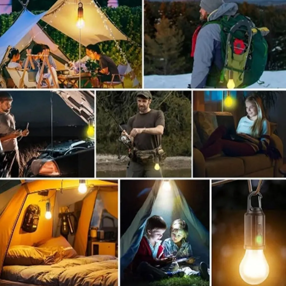 Solar Rechargeable Hooked Camping Light, Portable Solar Tent Lights for Camping, USB Rechargeable LED Lights Ipx4 Waterproof, Camping Light with Foldable Anti Falling Hook(2pcs,Spherical)