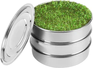 SOLIGT Stackable Stainless Steel Seed Sprouting Kit, 2-Tier Mesh Sprouting Trays, 1 Base and 1 Cover Lid
