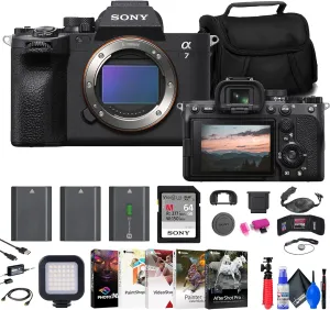 Sony a7 IV Mirrorless Camera (ILCE-7M4/B)   64GB Memory Card   Bag   2 x NP-FZ100 Compatible Battery   Card Reader   LED Light   Corel Photo Software   Flex Tripod   Hand Strap   More (Renewed)
