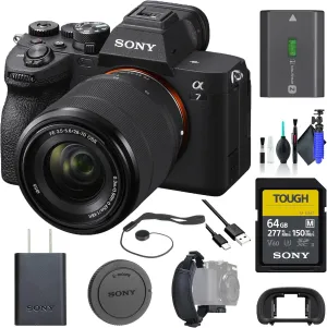 Sony a7 IV Mirrorless Camera with 28-70mm Lens ILCE-7M4K/B, 64GB Memory Card, Bag, Card Reader, Flex Tripod, Hand Strap, Memory Card Wallet, Cap Keeper, Cleaning Kit