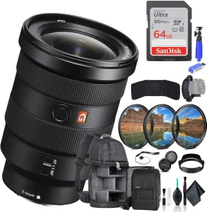 Sony FE 16-35mm f/2.8 GM Lens SEL1635GM, Filter Kit, Backpack, 64GB Card, Card Reader, Flex Tripod, Memory Card Wallet, Cap Keeper, Cleaning Kit, Hand Strap, and More