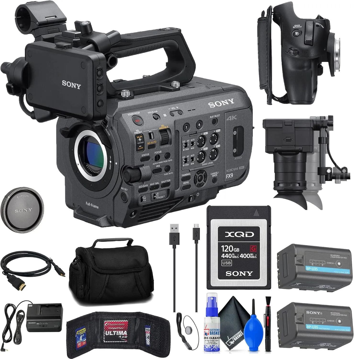 Sony PXW-FX9 XDCAM 6K Full-Frame Camera System (Body Only (PXW-FX9V)   120GB Memory Card   BP-U35 Battery   Bag   Memory Wallet   Cap Keeper   Cleaning Kit   HDMI Cable (Renewed)
