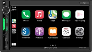 Soundstream Double Din Car Stereo VRCPAA-7DRM – 7” Apple CarPlay & Android Auto Wireless Head Unit, Bluetooth Stereo for Car, AUX, USB, SD, AM/FM Radio – Mechless Double DIN Touchscreen