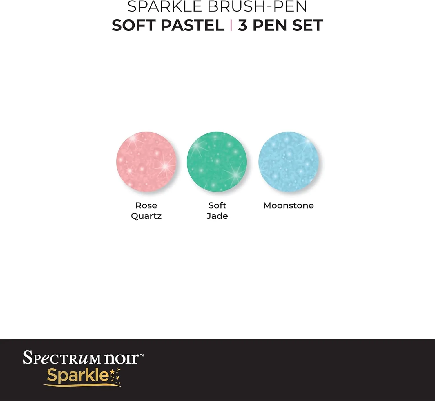 Spectrum Noir Sparkle Water-Based Fine Micro-Pigment Markers - Pack of 3 - Includes Flexible Brush Nib (Soft Pastels)