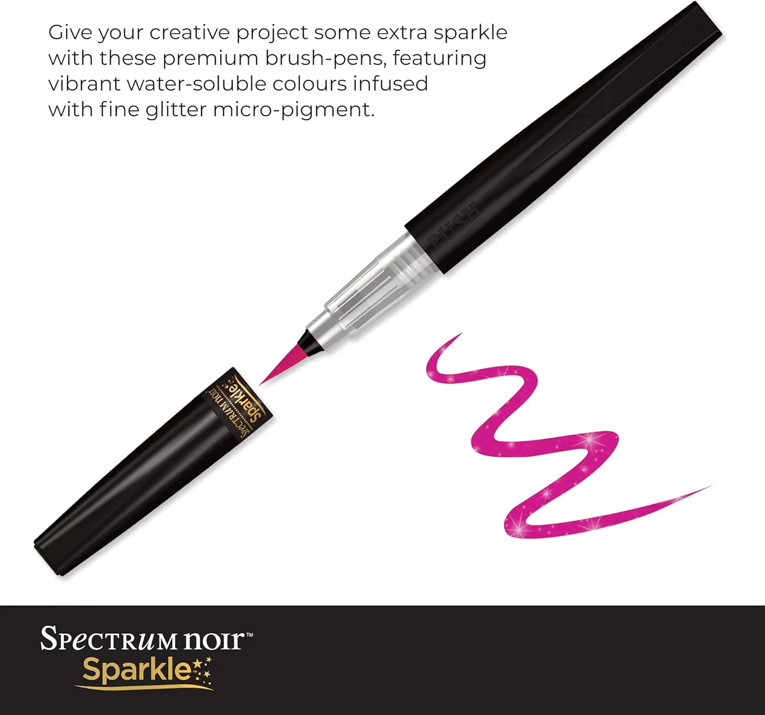 Spectrum Noir Sparkle Water-Based Fine Micro-Pigment Markers - Pack of 3 - Includes Flexible Brush Nib (Soft Pastels)
