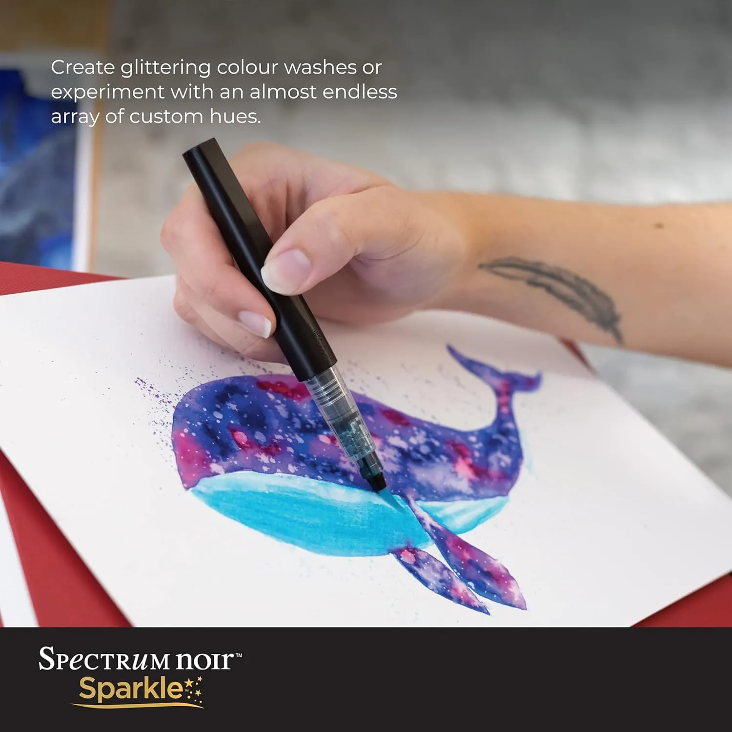Spectrum Noir Sparkle Water-Based Fine Micro-Pigment Markers - Pack of 3 - Includes Flexible Brush Nib (Soft Pastels)