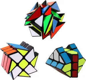 Speed Cube Set Ahyuan 3 Pack Magic Speed Puzzle Bundle 3x3x3 YJ Windmill Yongjun Axis V2 YJ Fisher Toys 3x3 Sturdy and Smooth Speed Cube Puzzles Toy for Kids and Adults