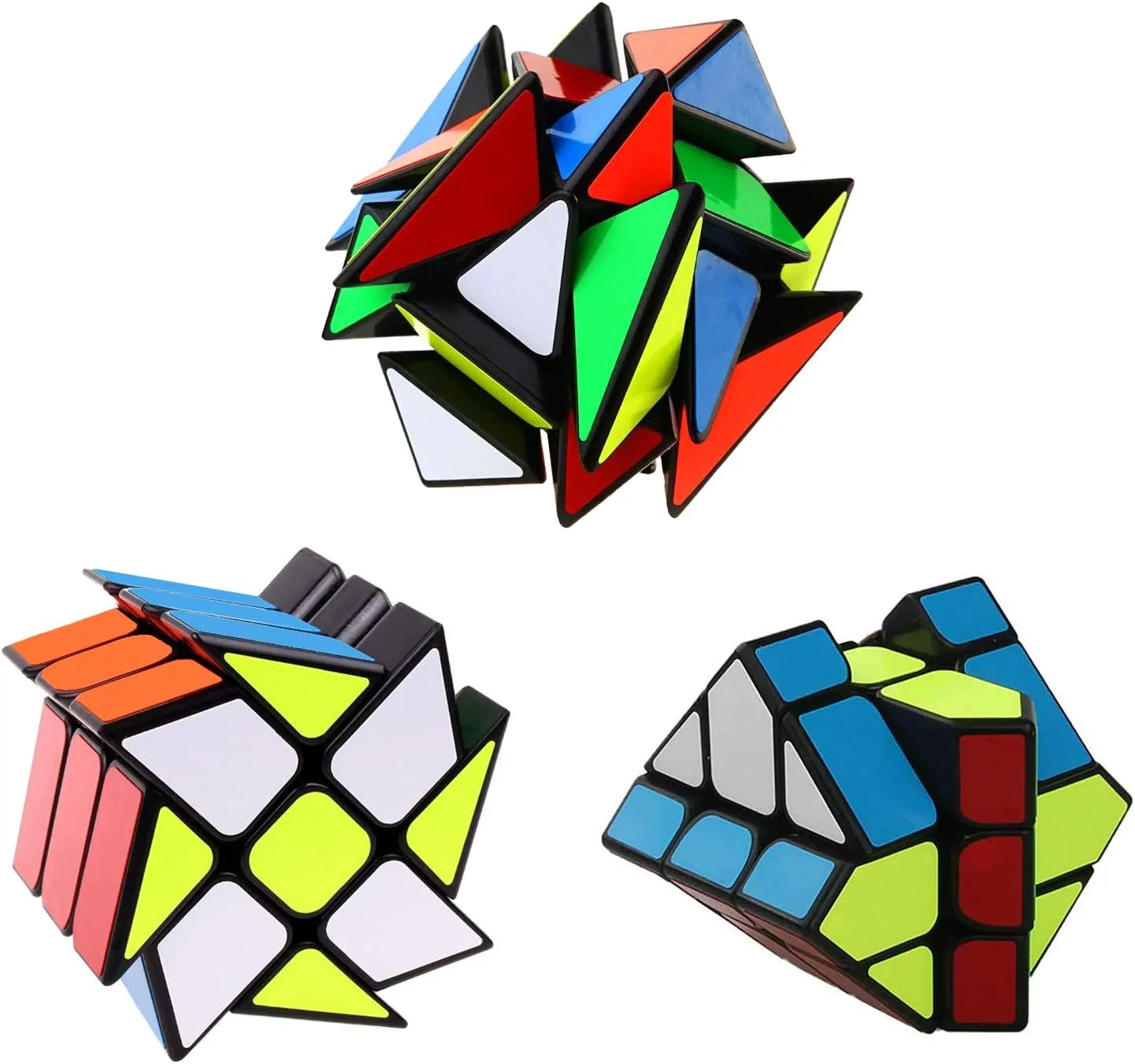 Speed Cube Set Ahyuan 3 Pack Magic Speed Puzzle Bundle 3x3x3 YJ Windmill Yongjun Axis V2 YJ Fisher Toys 3x3 Sturdy and Smooth Speed Cube Puzzles Toy for Kids and Adults