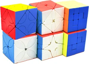 Speed Cube Set Stickerless Puzzle Cube Bundle of Polaris Cube Maple Leaf Cube Hunyuan Skewb Cube Lucky Clover Cube Puppet Cube V1 and V2 Puzzle Toys 6Pcs