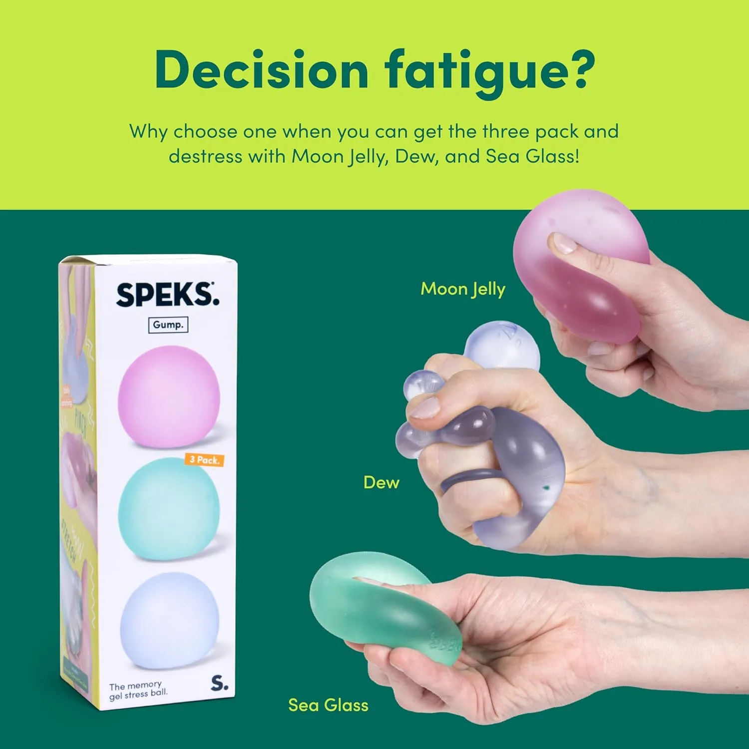 Speks Gump Stress Balls | Ultra Soft Squishy Fidget Toy for Adults & Teens | Stress Relief & Desk Toy | Tri-Color