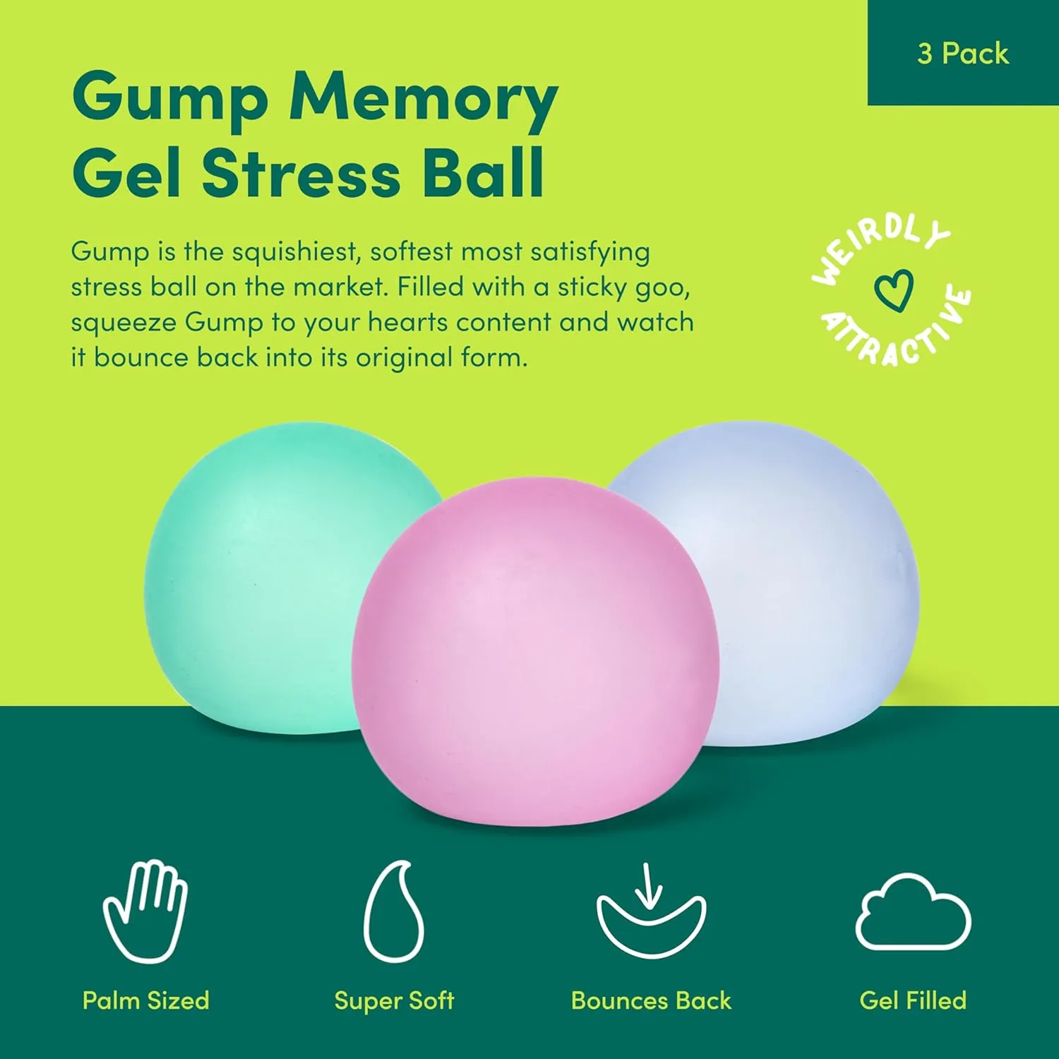 Speks Gump Stress Balls | Ultra Soft Squishy Fidget Toy for Adults & Teens | Stress Relief & Desk Toy | Tri-Color