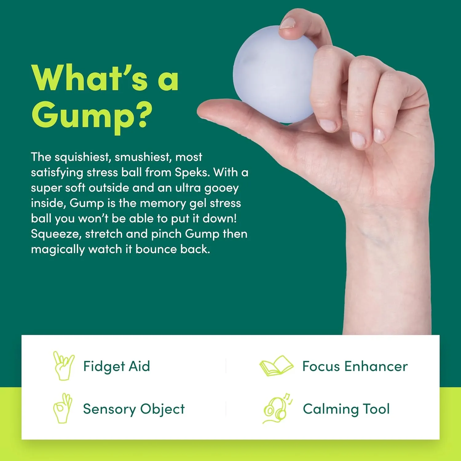 Speks Gump Stress Balls | Ultra Soft Squishy Fidget Toy for Adults & Teens | Stress Relief & Desk Toy | Tri-Color