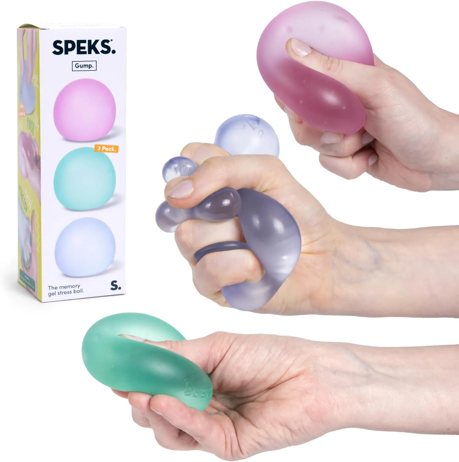 Speks Gump Stress Balls | Ultra Soft Squishy Fidget Toy for Adults & Teens | Stress Relief & Desk Toy | Tri-Color