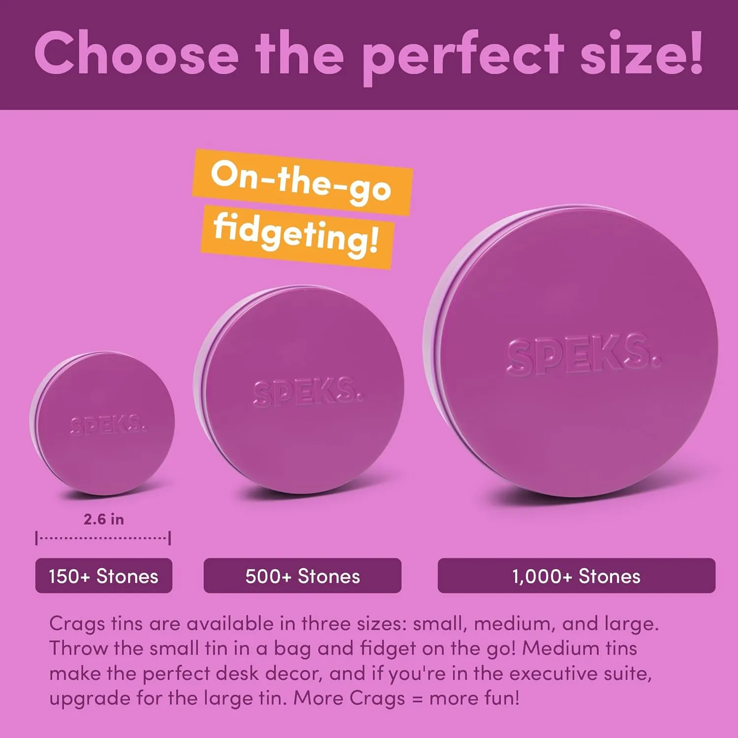 Speks Original Crags Ferrite Putty | 500  Ferrite Stones in a Tin, Fidget Toy for Stress Relief, Sensory Desk Toy for Adults & Teens 14  | Matte Iris, Small