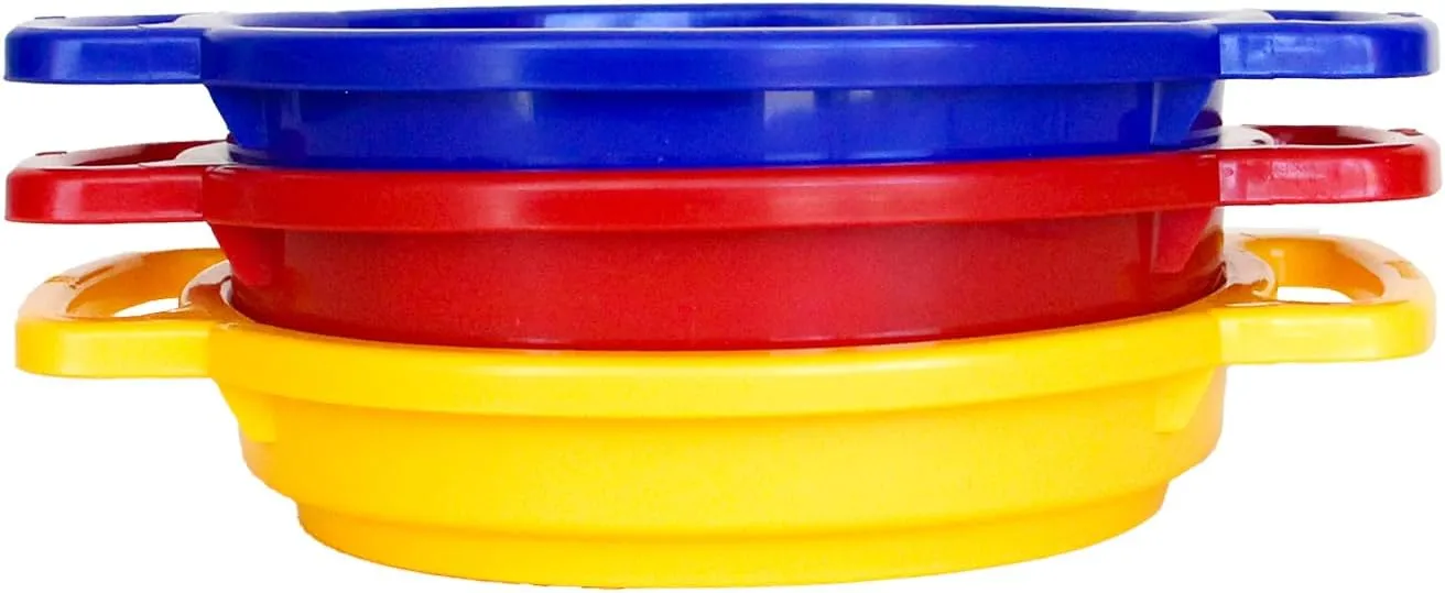 Spielstabil 3 Pack Large Sand Sieve Beach Toy (1 Red, 1 Yellow, 1 Blue) - Made in Germany