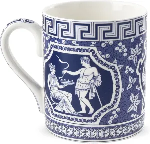 Spode Blue Room Collection Mug | Greek Motif | 16-Ounce | Large Cup for Coffee, Latte, Tea, and Hot Cocoa | Made of Porcelain | Dishwasher and Microwave Safe