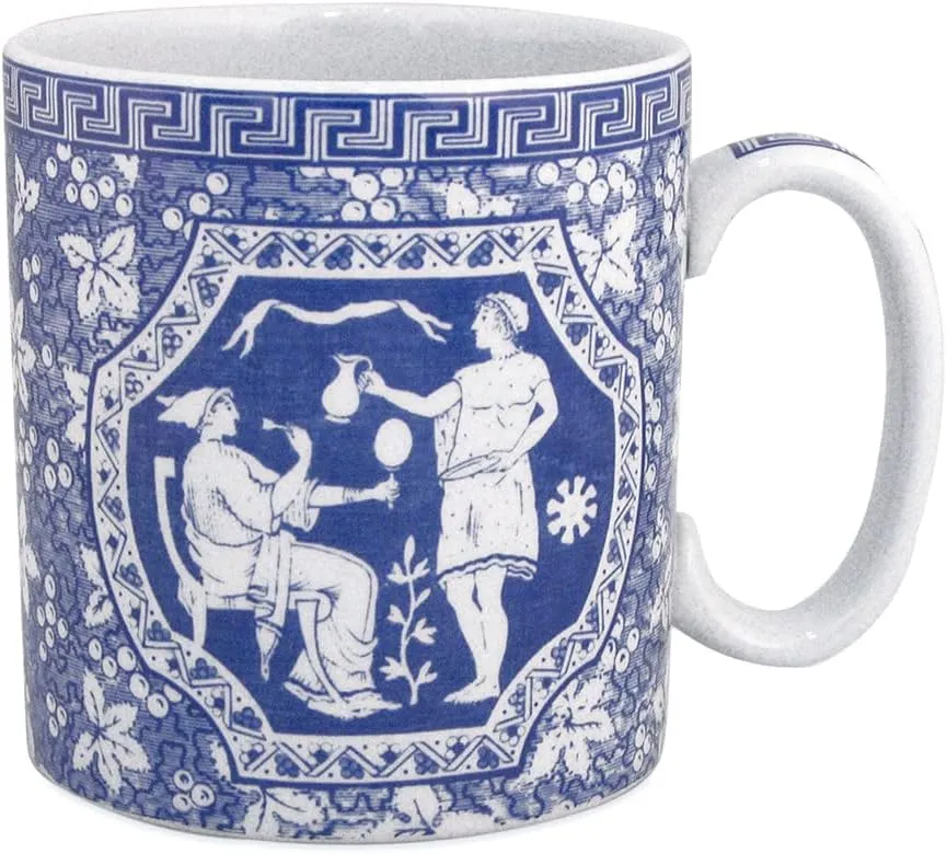 Spode Blue Room Collection Mug | Greek Motif | 16-Ounce | Large Cup for Coffee, Latte, Tea, and Hot Cocoa | Made of Porcelain | Dishwasher and Microwave Safe
