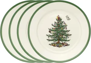 Spode Christmas Tree 9-Inch Luncheon Plate (Set of 4) - Porcelain Dinner & Appetizer Plate, Holiday-Themed Serving Plate, Microwave & Dishwasher Safe, Festive Collectible Seasonal Dining Plate