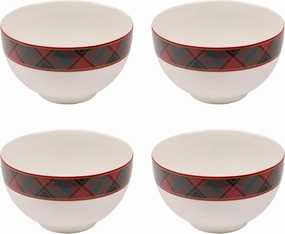 Spode Christmas Tree 6-Inch Rice Bowl, Set of 4 - Round Ceramic Bowls for Soup, Stews, Frozen Meals, and Sticky Rice - Christmas Tableware - Durable, Dishwasher, Microwave Safe - Holiday Entertainment