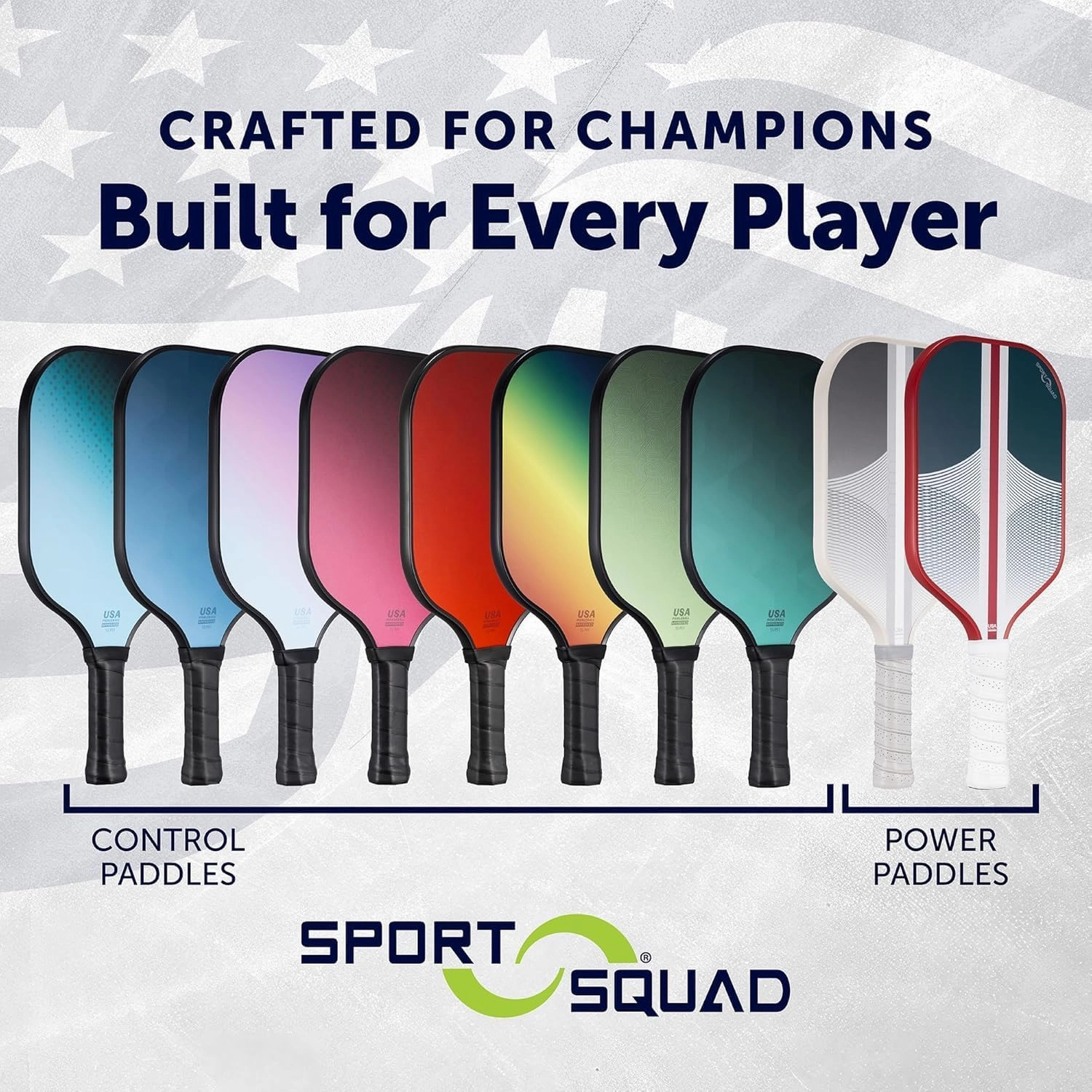 Sport Squad Pickleball Paddles Set of 2 and Single Paddles - Lightweight, Durable & High-Performance Playability - Enhanced Grip & Power - USA Team-Developed Rackets, Sets & Accessories for All Levels