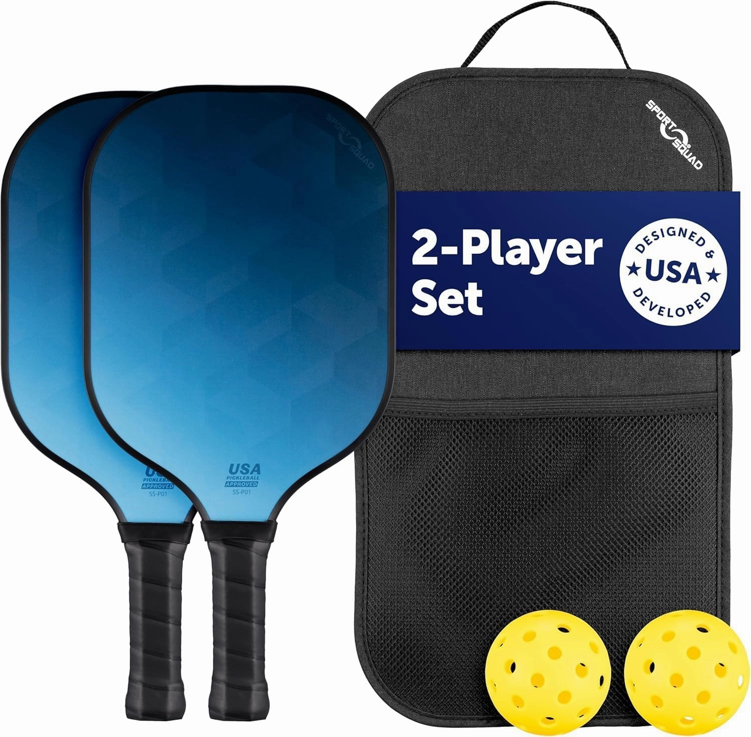 Sport Squad Pickleball Paddles Set of 2 and Single Paddles - Lightweight, Durable & High-Performance Playability - Enhanced Grip & Power - USA Team-Developed Rackets, Sets & Accessories for All Levels