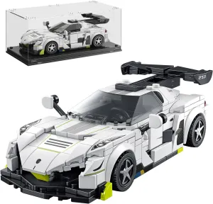 Sports Car Building Block Set with Display Case,Race Car Building Kits Construction Toy,Collectible Car Model,Birthday Gift for Adults and Kids Boys Age 8-12(320 pcs)