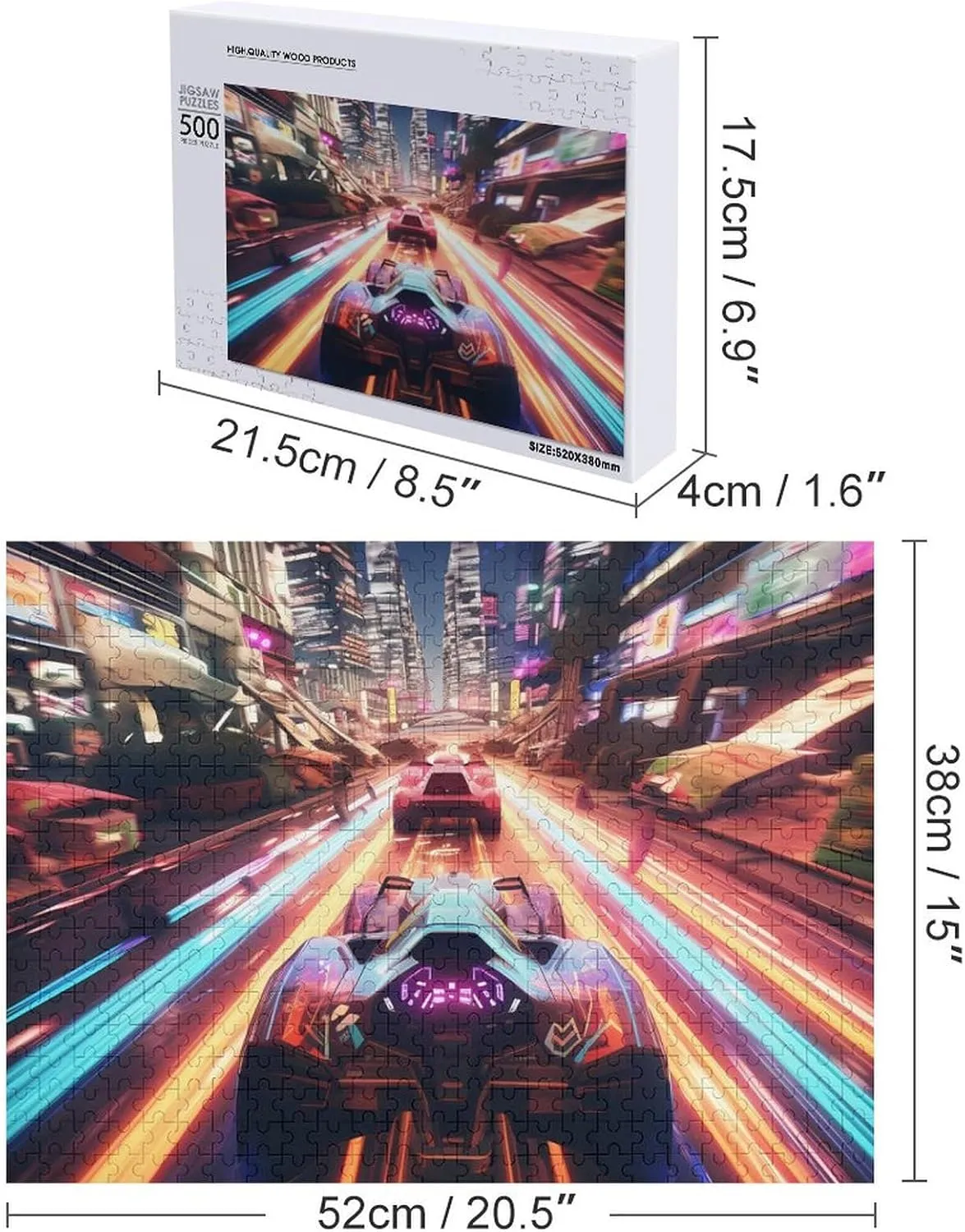 Sports Car Racing Wooden Puzzle Unique Jigsaw Puzzle Wall Art Picture for Home Decoration 500 PCS