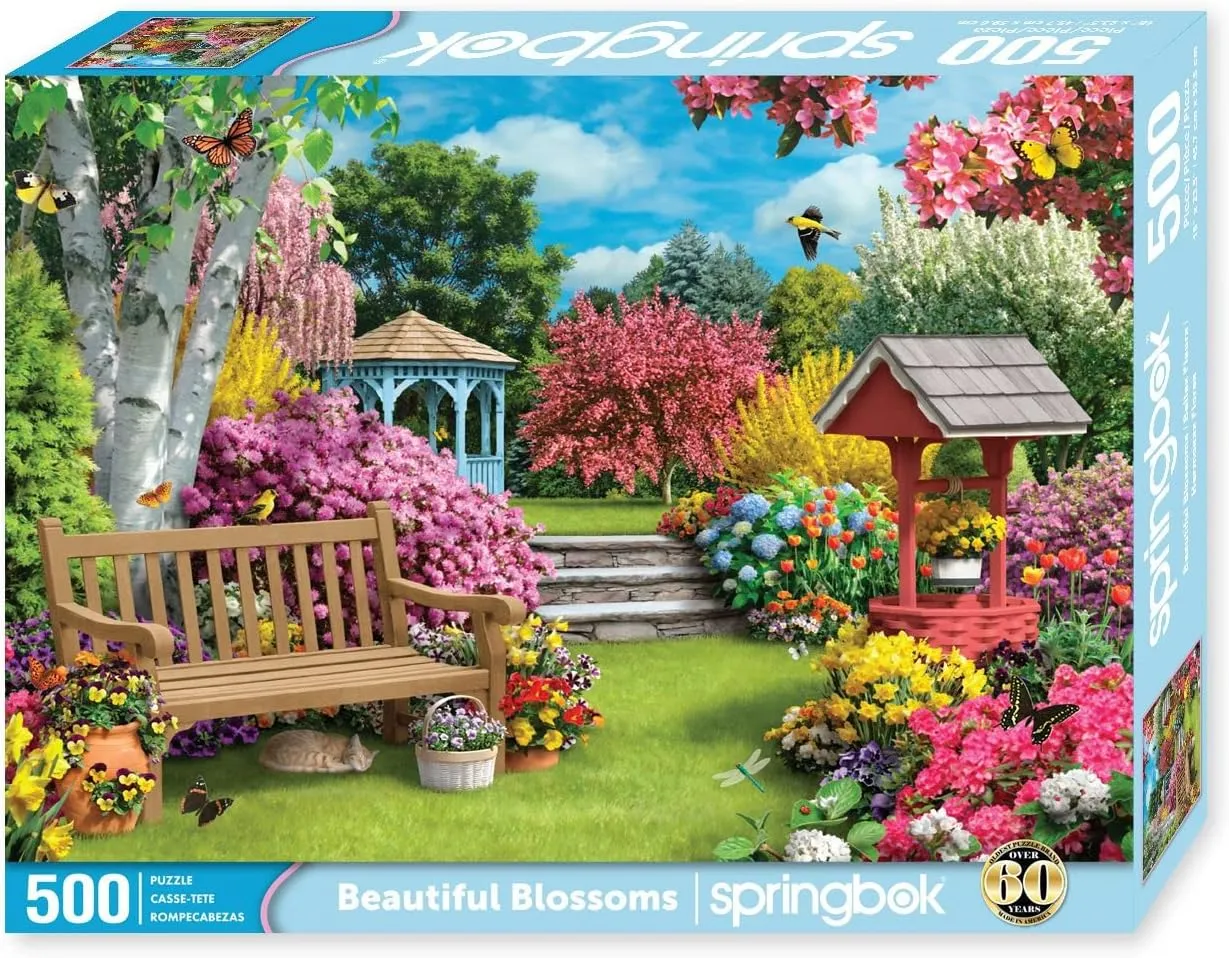 Springbok Beautiful Blossoms 500 Piece Jigsaw Puzzle for Adults Features a Dreamy Garden Scene in Spring with Blooms of Every Color