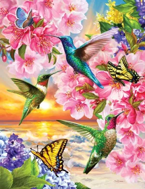 Springbok Hummingbirds 500 Piece Jigsaw Puzzle for Adults by Artist Dona Gelsinger - Made in USA - Finished Size 23.5" x 18"