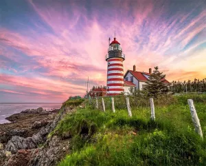 Springbok Puzzles - West Quoddy Head Lighthouse - 1000 Piece Jigsaw Puzzle - Large 30 Inches by 24 Inches Puzzle - Made in USA - Unique Cut Interlocking Pieces