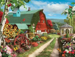 Springbok - Silence of The Valley - 500 Piece Jigsaw Puzzle- Farm Illustration - Colorful Landscape