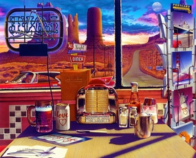 Springbok - 500 Piece Jigsaw Puzzle for Adults - Love Diner - Retro Diner 500 pc Large Piece Puzzle - Made in USA - Unique Cut Pieces