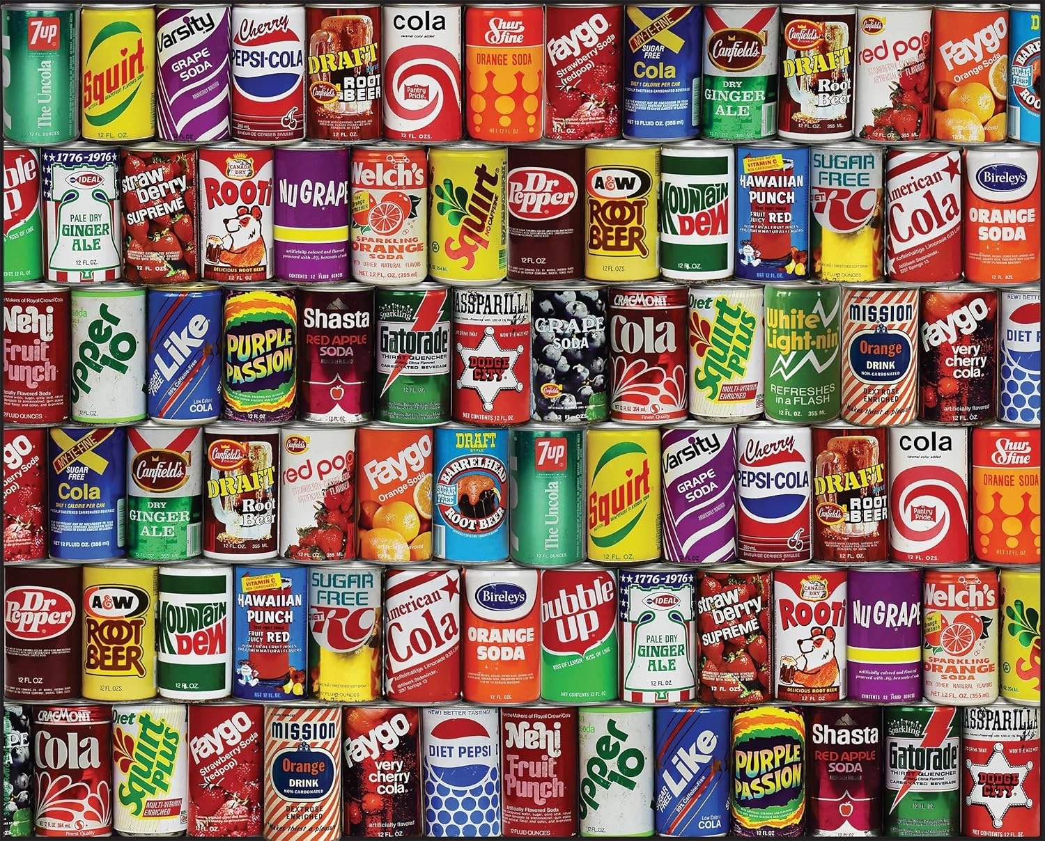Springbok - Retro Refreshments - 1000 Piece Jigsaw Puzzle- Vintage soft drink can collage to challenge your brain