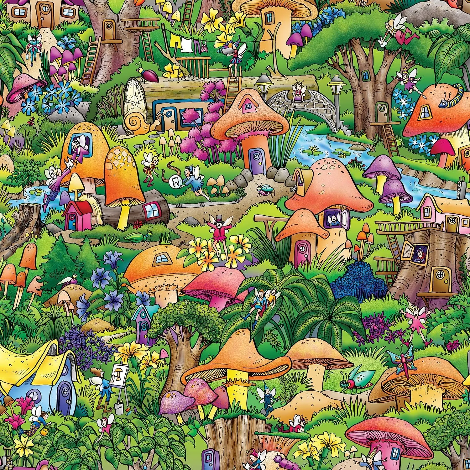 Springbok's 500 Piece Jigsaw Puzzle Fairytale Mushroom Forest - Made in USA