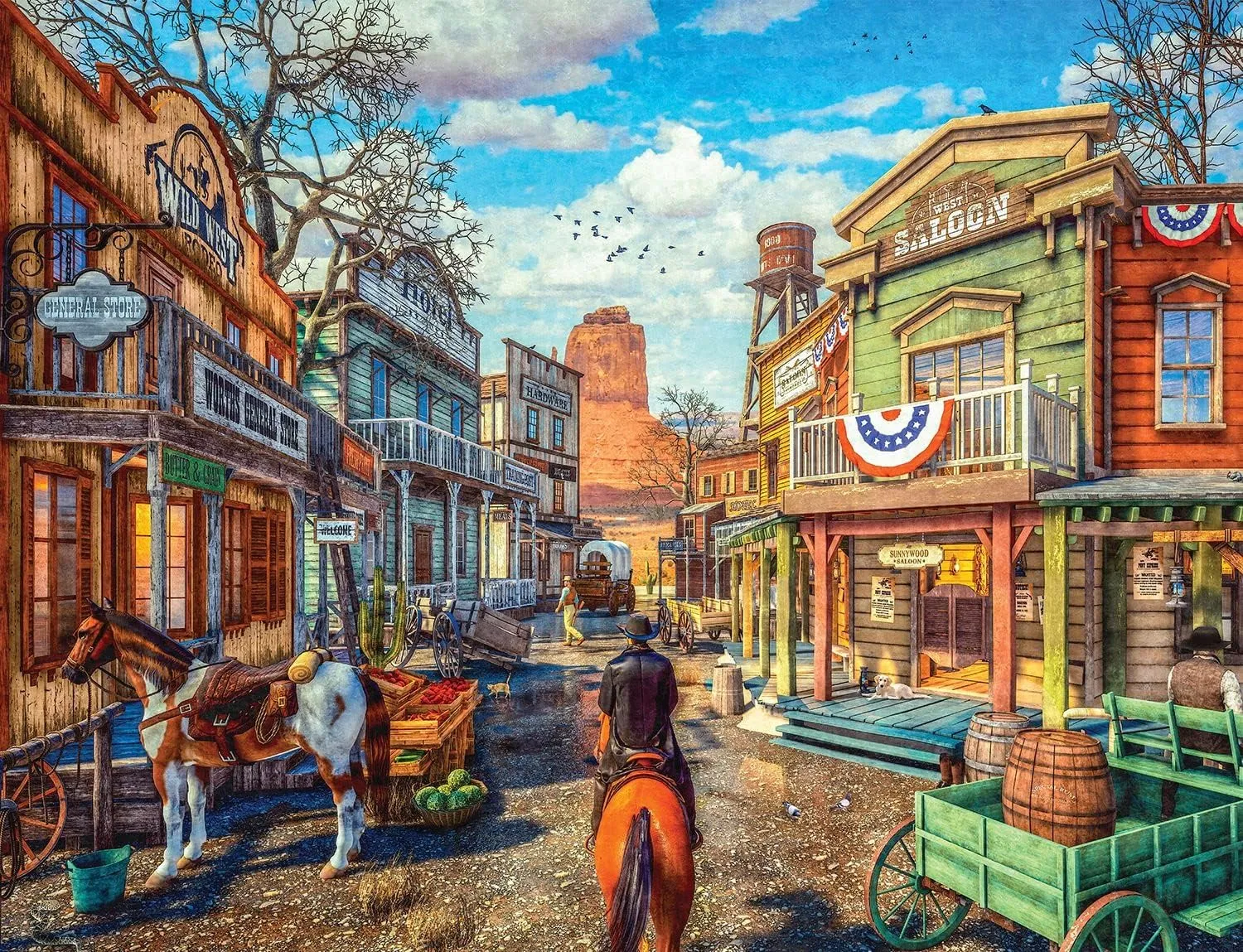 Springbok's 500 Piece Jigsaw Puzzle Old Western Town - Made in USA