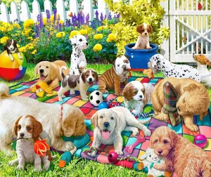 Springbok's Playful Pups on Parade 1000 Piece Puzzle for Adults and Families is an Adorable and Colorful Display of PuppiesLined Up for a Parade - Made in The USA