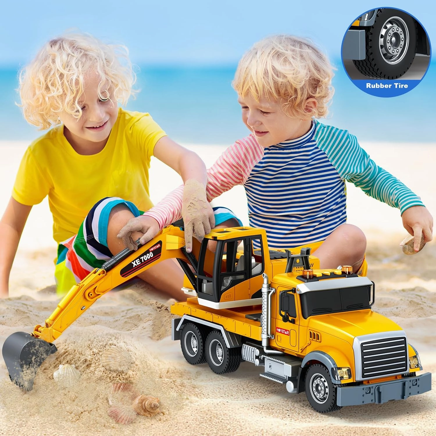 SpringFlower Toy Truck, Large Excavator Truck Toy for 3 4 5 6 Year Old Boys,Truck Toy with Sound and Light,Kids Toddlers Christmas Birthday Gifts for Boys & Girls
