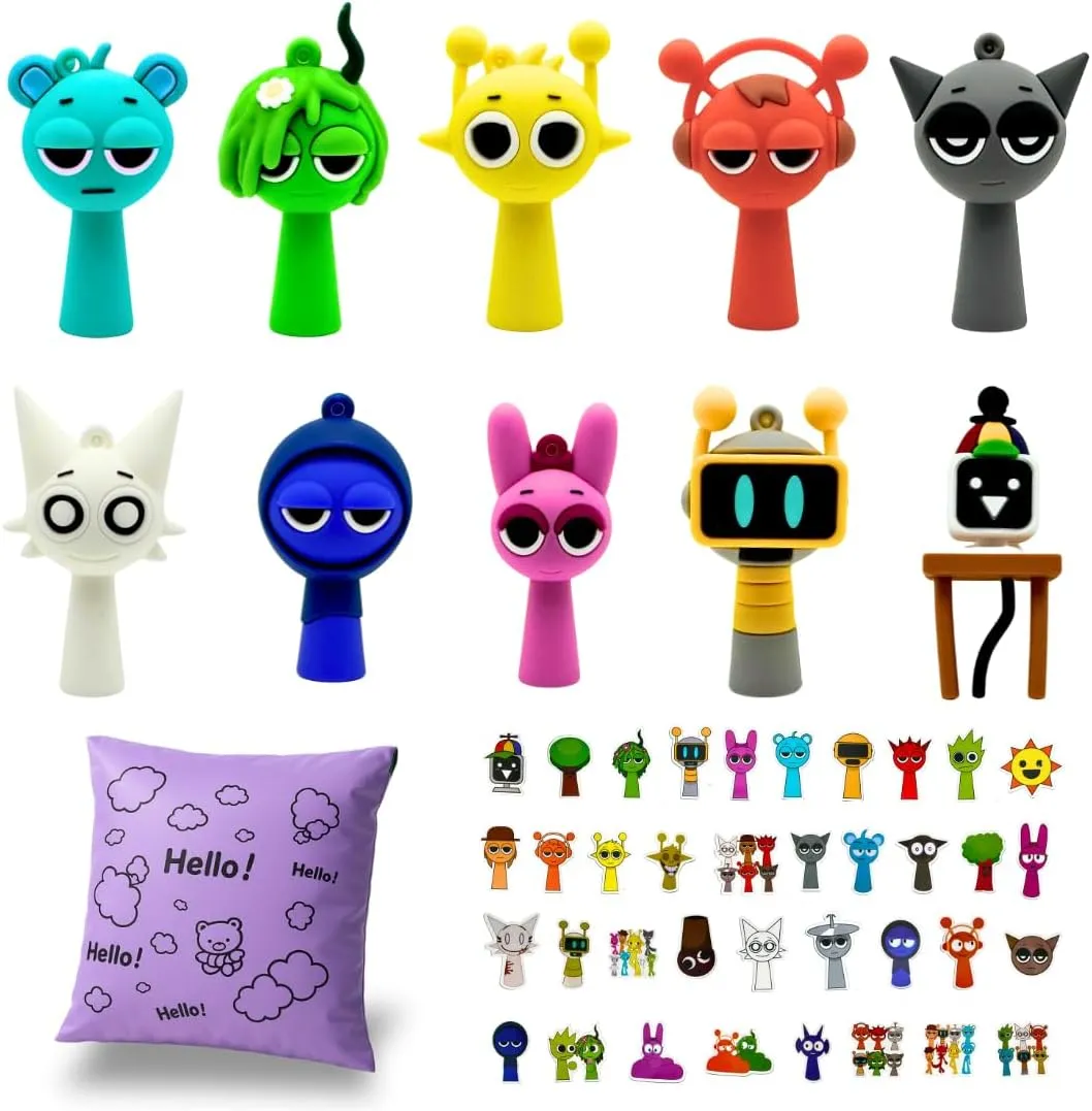 Sprunki Toy Figures Set – Sky, Wenda, Mr. Fun Computer, Pinki, Simon & More – Collectible Phase 1 & 2 Action Figures, Kid-Favorite Mini Toys (10 pcs)