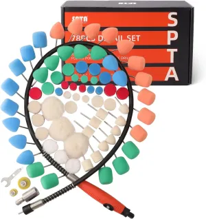 SPTA 77Pcs Mini Detail Polishing Pads Polisher with Assorted Foam Pad Kit Used on Rotary Tools/Polisher, Electric Drill for RMetal Aluminum, Stainless Steel, Chrome, Jewelry, Plastic, Ceramic, Glass