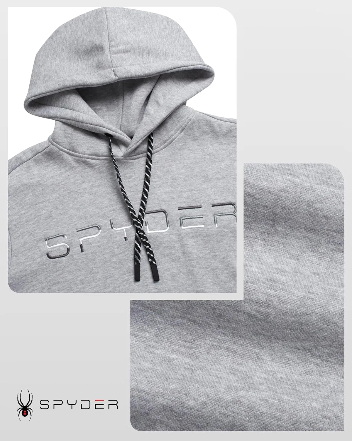 Spyder Men's Active Hoodie Sweatshirt - Athletic Performance Fleece Workout Long Sleeve Pullover Hoodie for Men (Size: S-XXL)