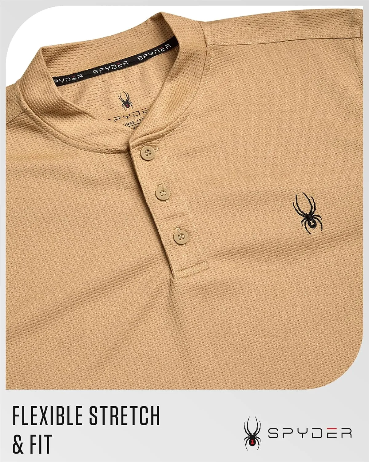 Spyder Mens Thermal Long Sleeve Shirt - Moisture Wicking Henley Shirts for Men with UP 30 Dri Fit Long Sleeve Shirts for Men