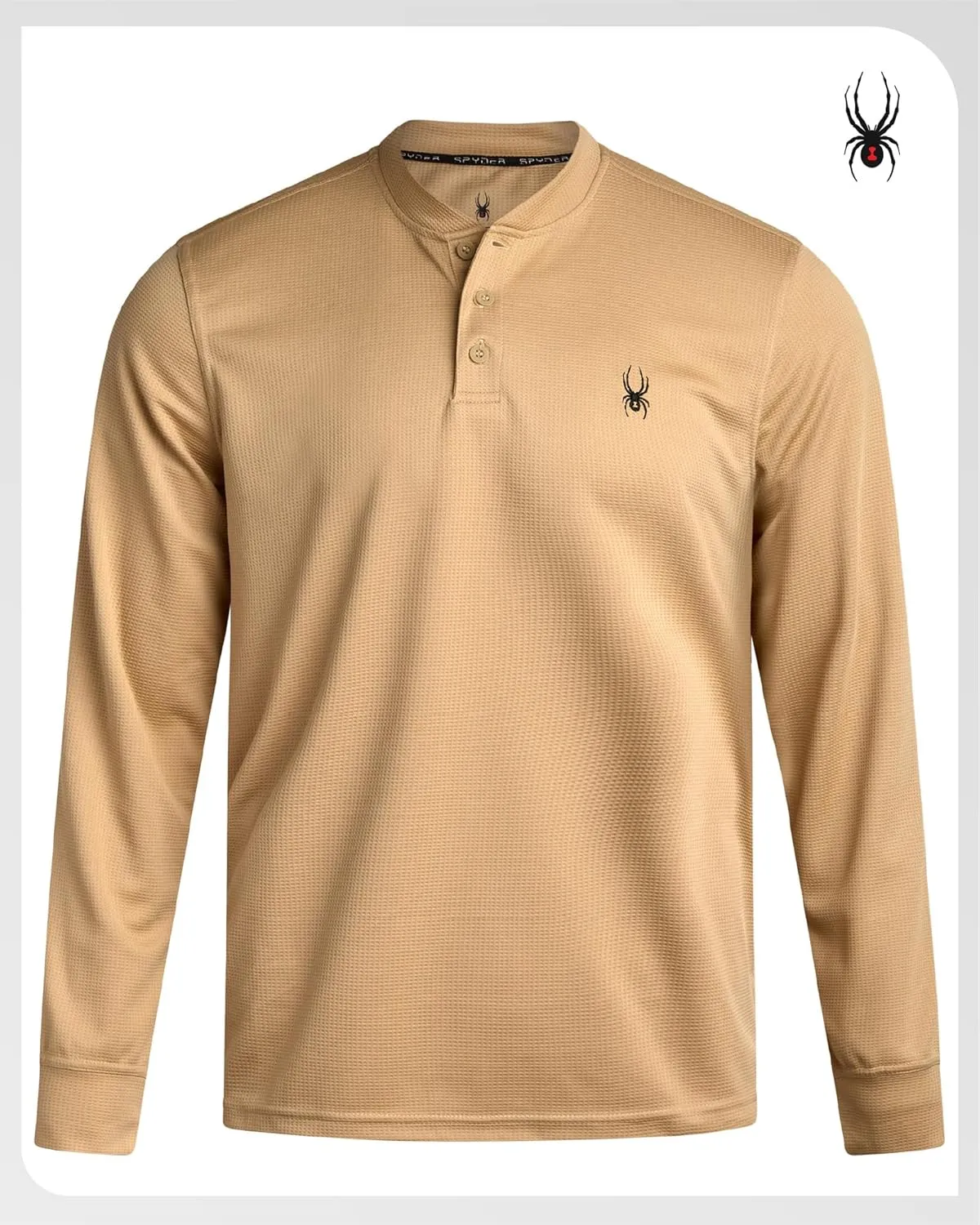 Spyder Mens Thermal Long Sleeve Shirt - Moisture Wicking Henley Shirts for Men with UP 30 Dri Fit Long Sleeve Shirts for Men