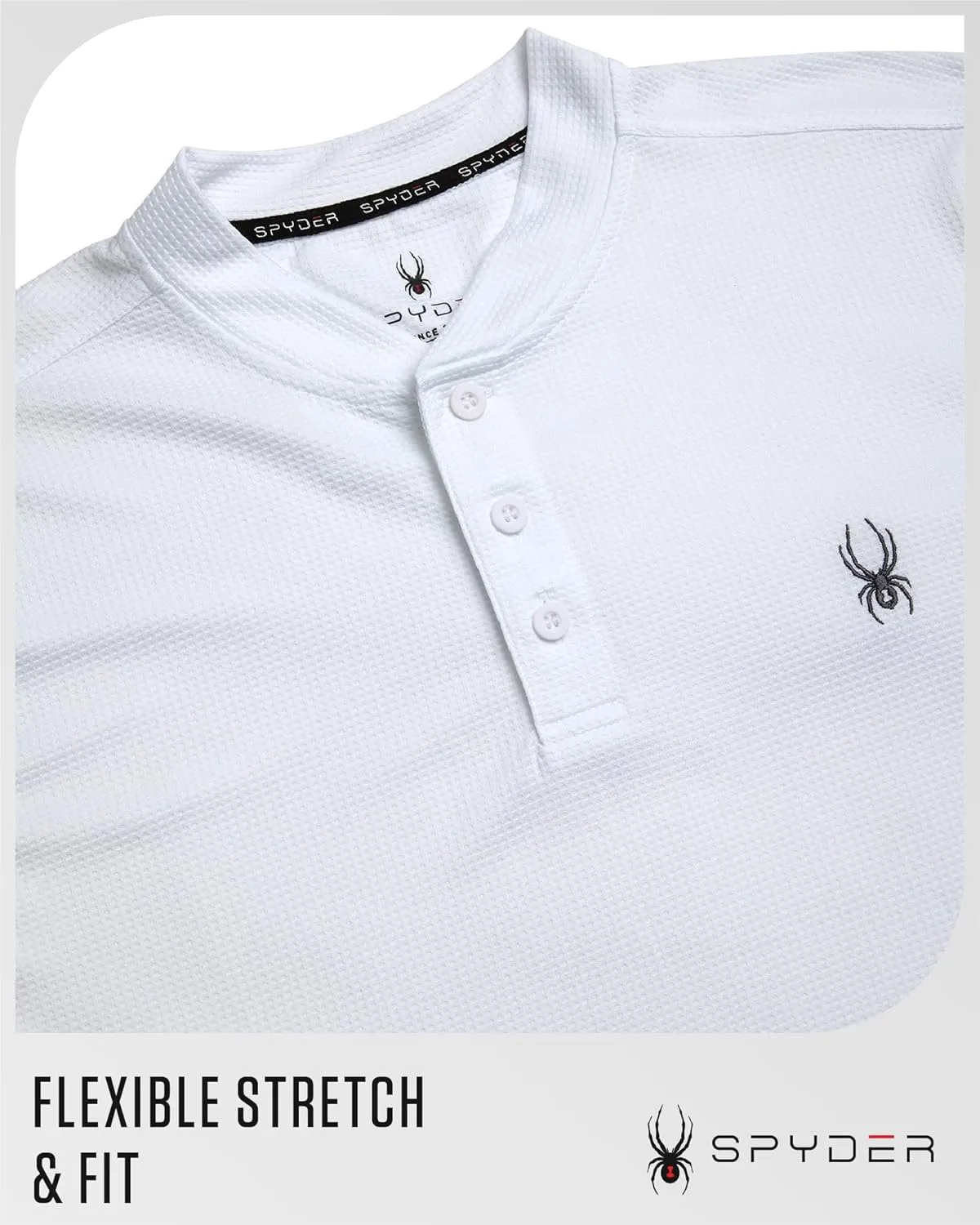 Spyder Mens Thermal Long Sleeve Shirt - Moisture Wicking Henley Shirts for Men with UP 30 Dri Fit Long Sleeve Shirts for Men