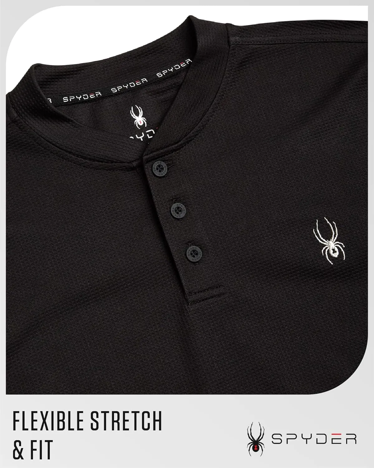 Spyder Mens Thermal Long Sleeve Shirt - Moisture Wicking Henley Shirts for Men with UP 30 Dri Fit Long Sleeve Shirts for Men